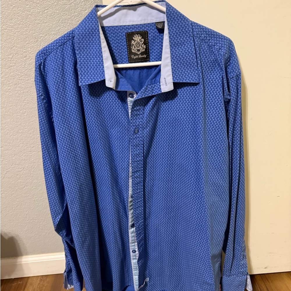English Laundry Patterned Blue Button Down Shirt - image 1